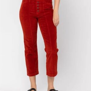 Judy Blue High Rise Button Fly Red Rust Corduroy Ankle Straight Pants Size 9/29